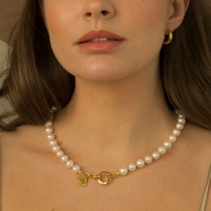 Upinių perlų vėrinys, apyrankė ir auskarai CLASSIC