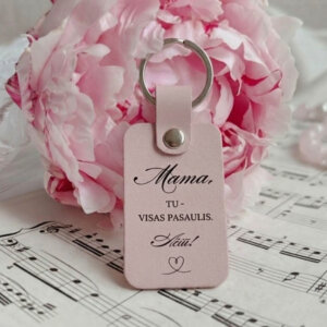 Raktų Pakabukas Mamai Pudrinis AČIŪ